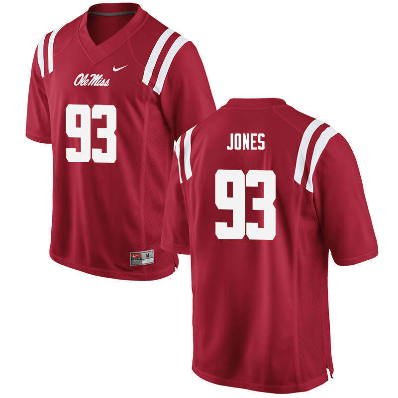 D.J. Jones Ole Miss Rebels NCAA Men's Red #93 Stitched Limited College Football Jersey BCK7358UR